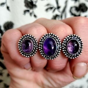 ***Sale*** New Amethyst Adjustable 925 Silver Knuckle Ring.